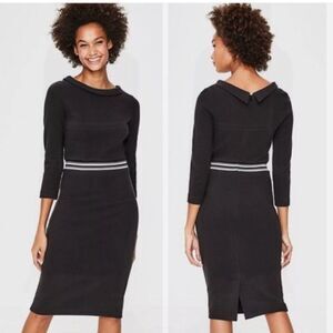 Boden Daisy Ottoman Black Ribbed Dress Peter Pan Collar Mrs. Maisel 4P